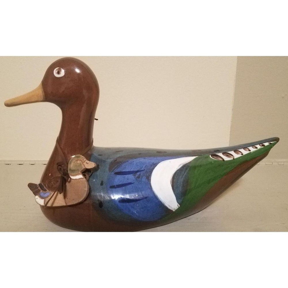 Ceramic pottery duck folk art figurine
